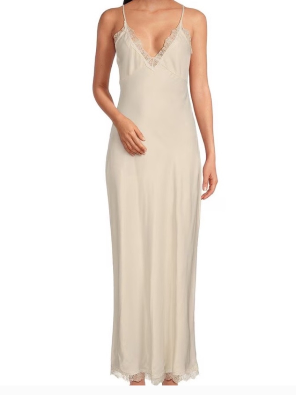 Gianni Bini x DANNIJO Colette Lace Trim V-Neck Sleeveless Maxi Slip Dress